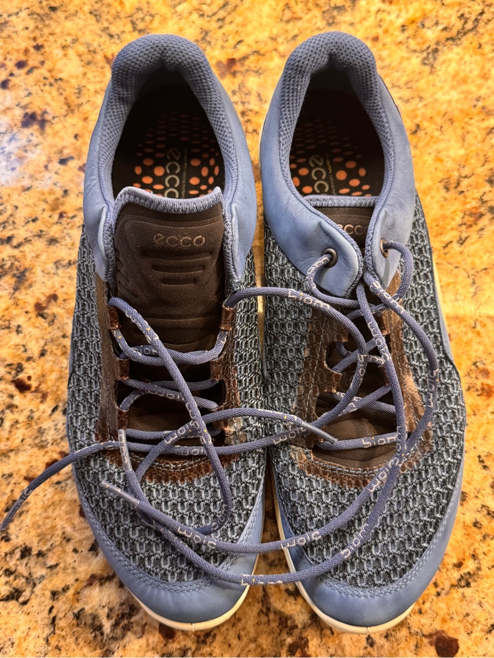 Ecco Slate Blue Knit Lace-Up Sneakers